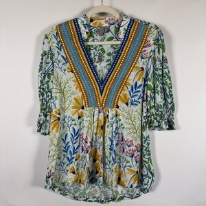 Blank London Anthropologie Stephanie Floral Embriodered Blouse Women Size Small